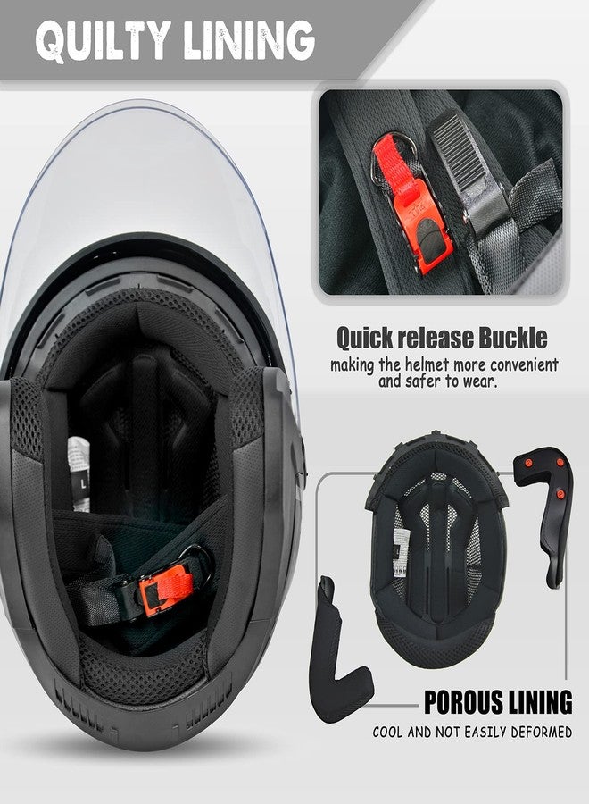 SanQing Motorcycle Helmet,Adult Motorbike Helmet Double Visor 3/4 Open Face Sun Shield Keep Warm Against Wind in Winter DOT Approved for Men and Women (Black, Large) - Image 4
